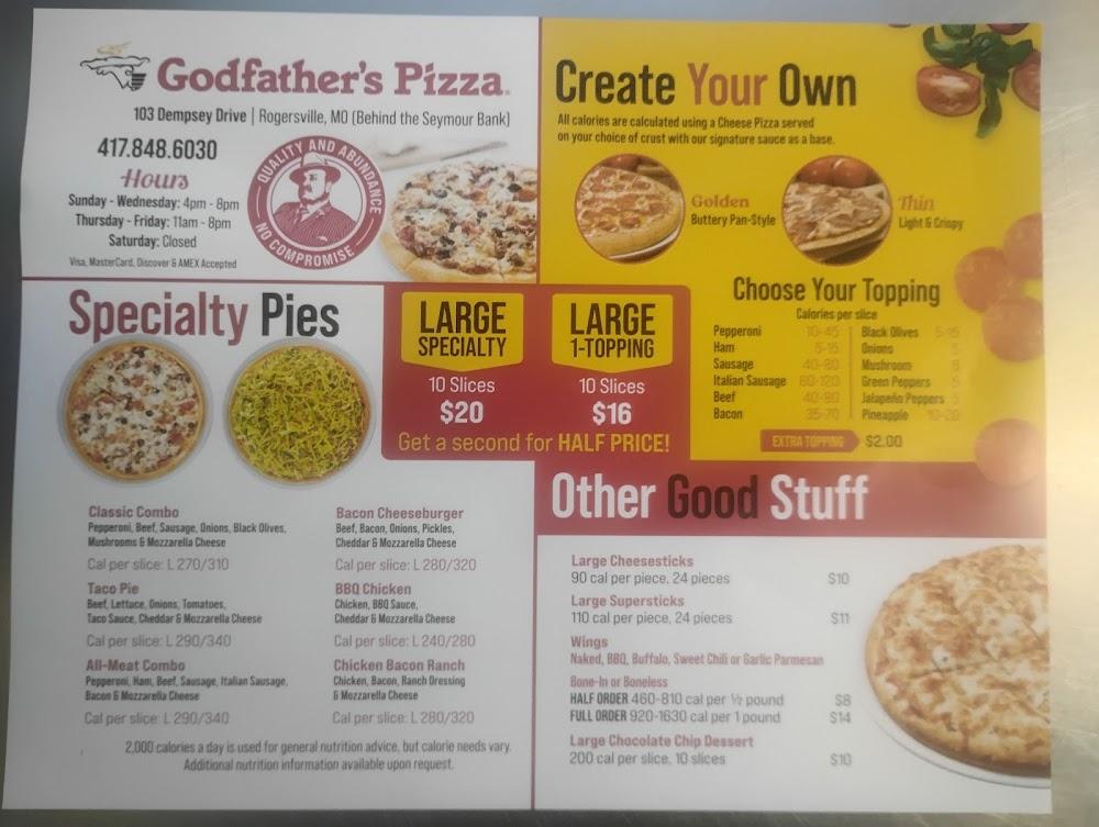 Godfather's Pizza Menu image 1